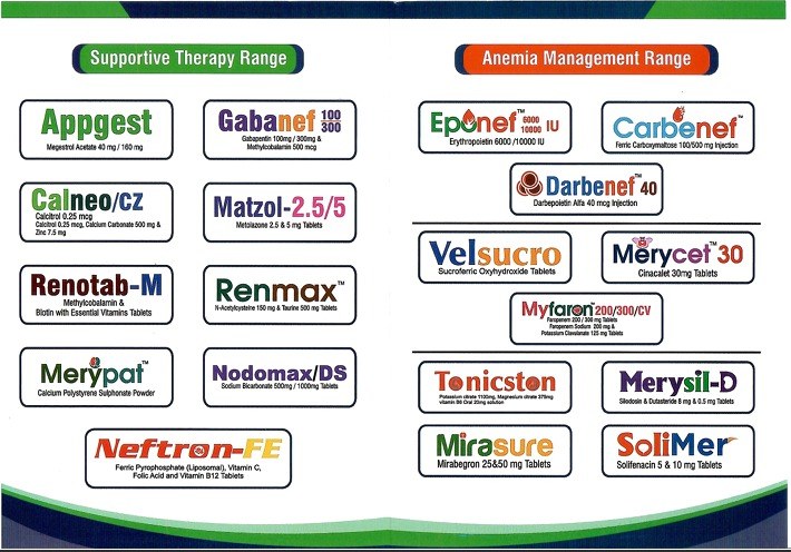 Merynova Supportive Therapy Range and Anaemia Management Range product sheet